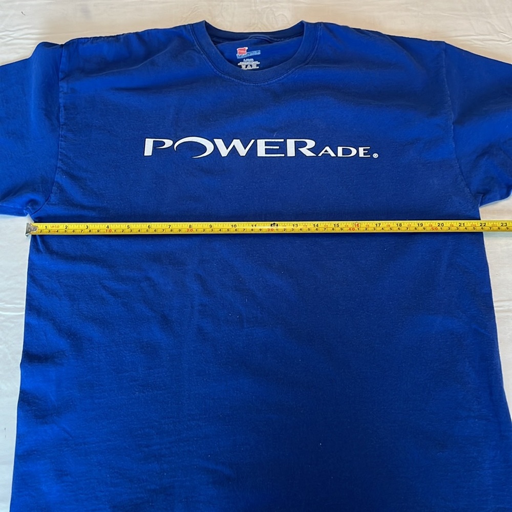 POWERADE Men’s Hanes Blue White Graphic Logo Short Sleeve T Shirt Size M - Picture 7 of 7